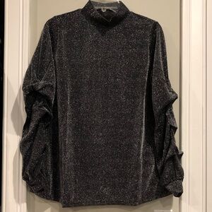 Alfani Mock-Neck Drape-Sleeve Metallic Top